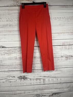 Theory Pants Women's Size 0 Red Linen Treeca Slim Ankle Pull On Elastic Waist